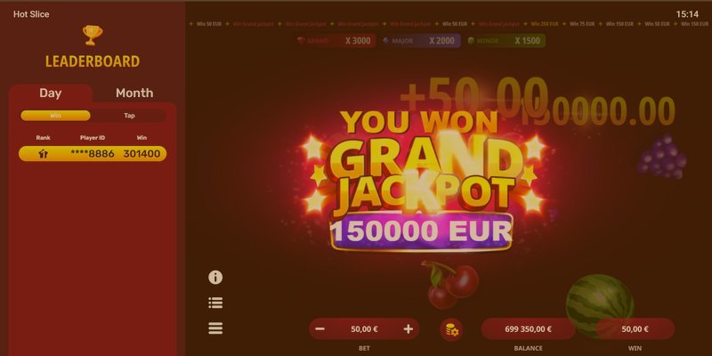 interfaz del leaderboard de Hot Slice con la clasificacion en tiempo real