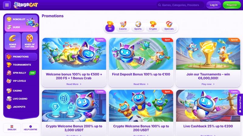 Robocat casino bonus